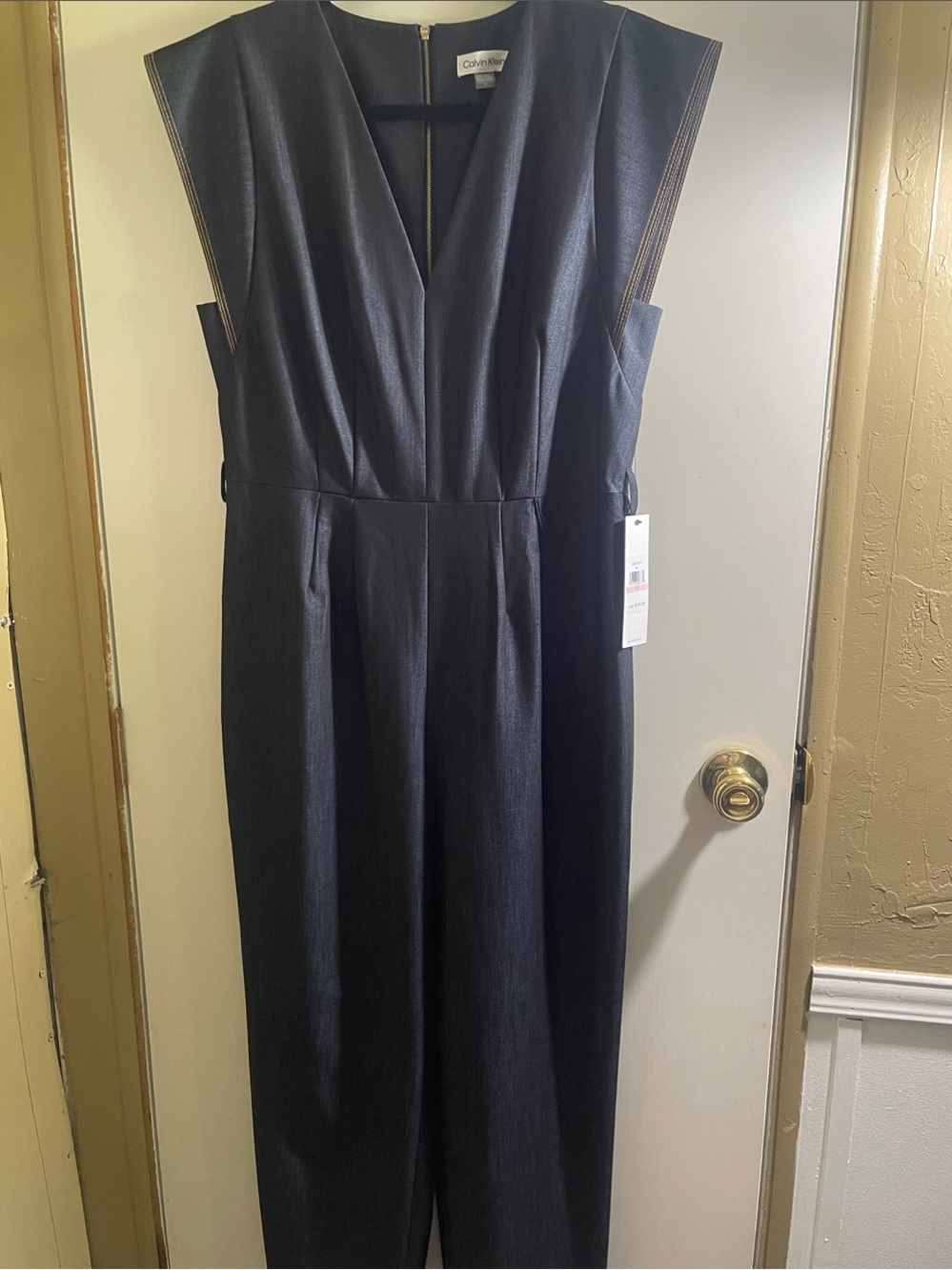 Calvin Klein Black Sleeveless V-Neck Jumpsuit without Belt